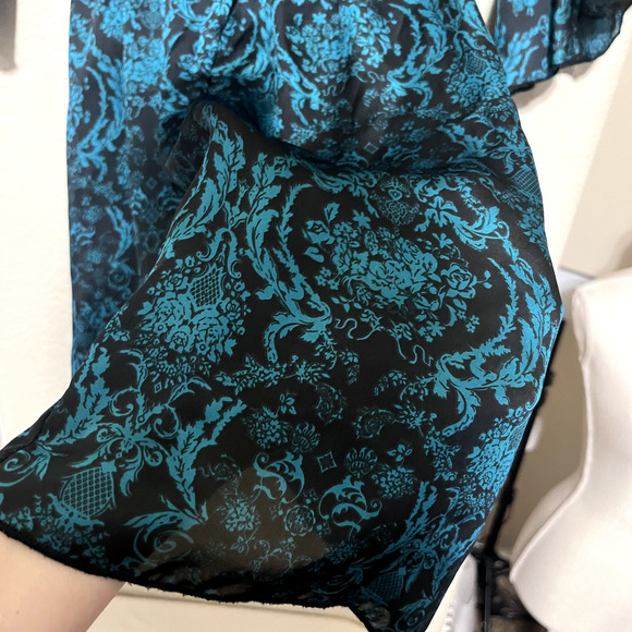 Turquoise Haven Mini Smocked Dress sz S whimsigoth fairy romantic dark stretchy - Picture 8 of 9